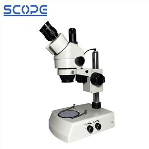 Microscópio óptico estéreo com zoom contínuo LED Microscópio estereoscópico